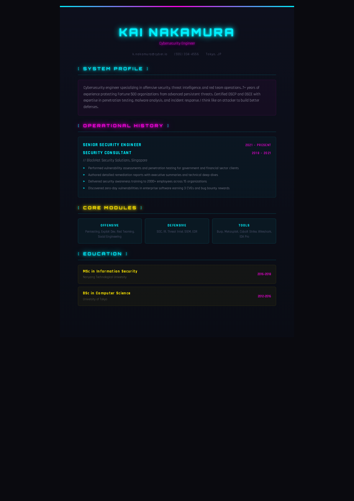 Cyberpunk neon simple resume